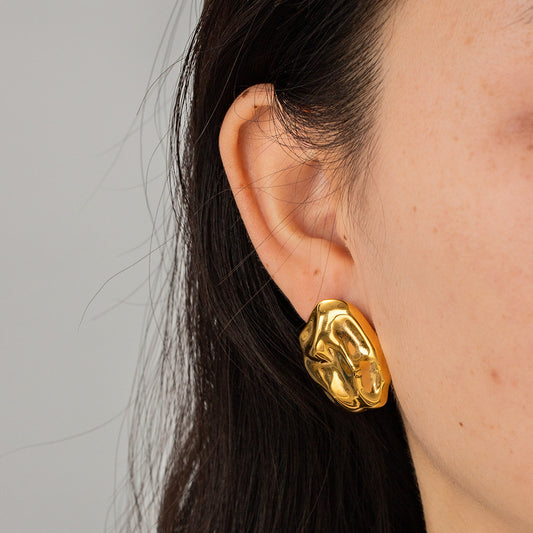 Versatile, Niche Design, High-End, Luxury, Irregular Stone-Shaped Earrings