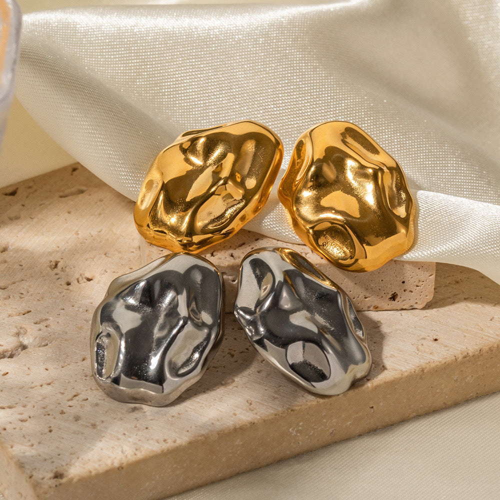 Versatile, Niche Design, High-End, Luxury, Irregular Stone-Shaped Earrings