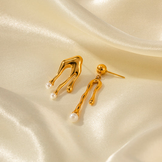 Versatile Niche Design, High-End, Light And Luxurious Fused Pearl Earrings