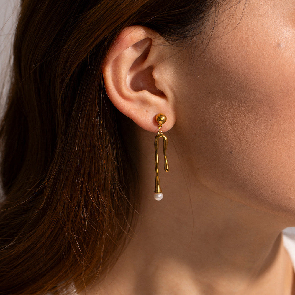 Versatile Niche Design, High-End, Light And Luxurious Fused Pearl Earrings