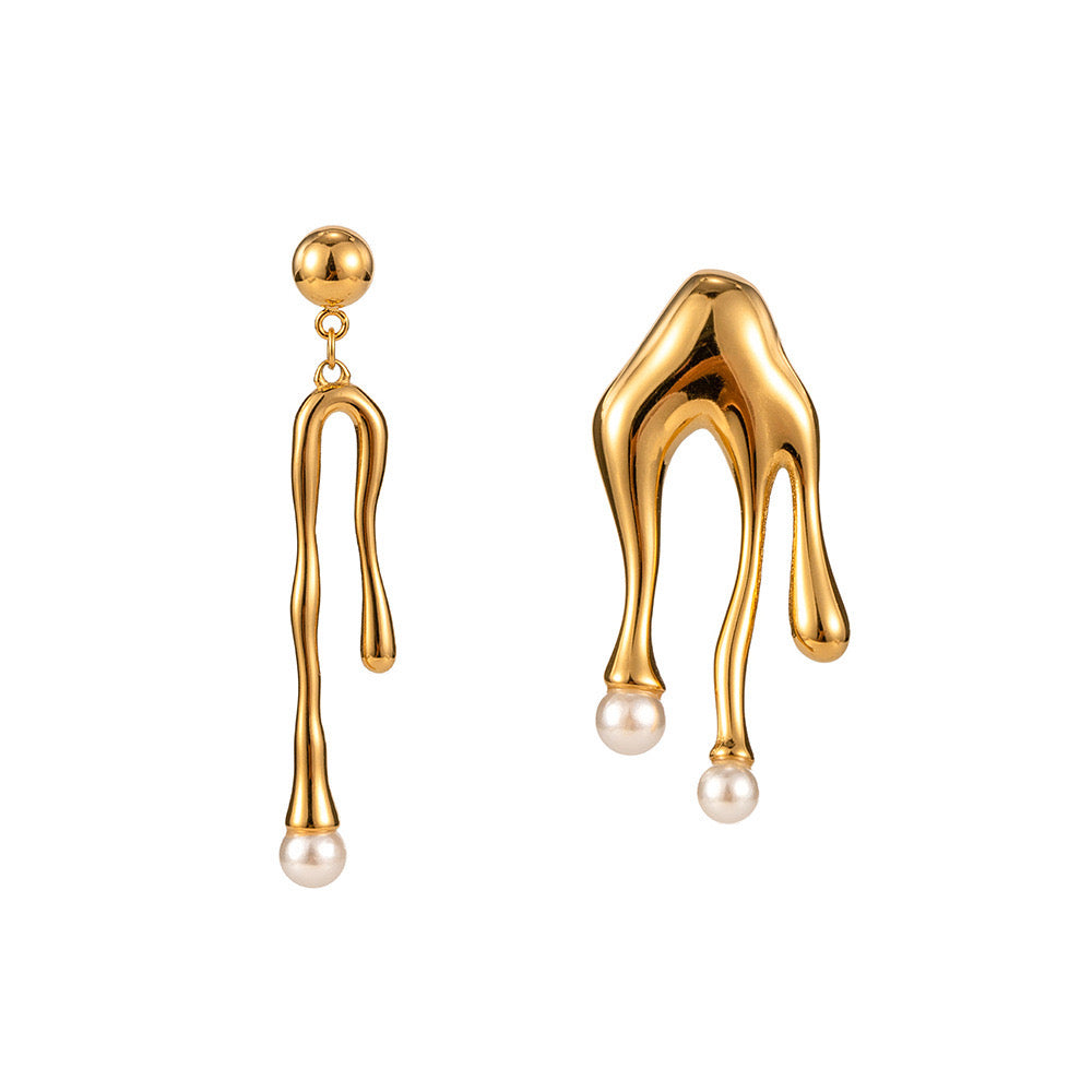 Versatile Niche Design, High-End, Light And Luxurious Fused Pearl Earrings