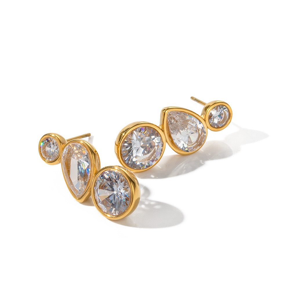 Niche Design High-End Light Luxury Drop-Shaped Diamond Earrings