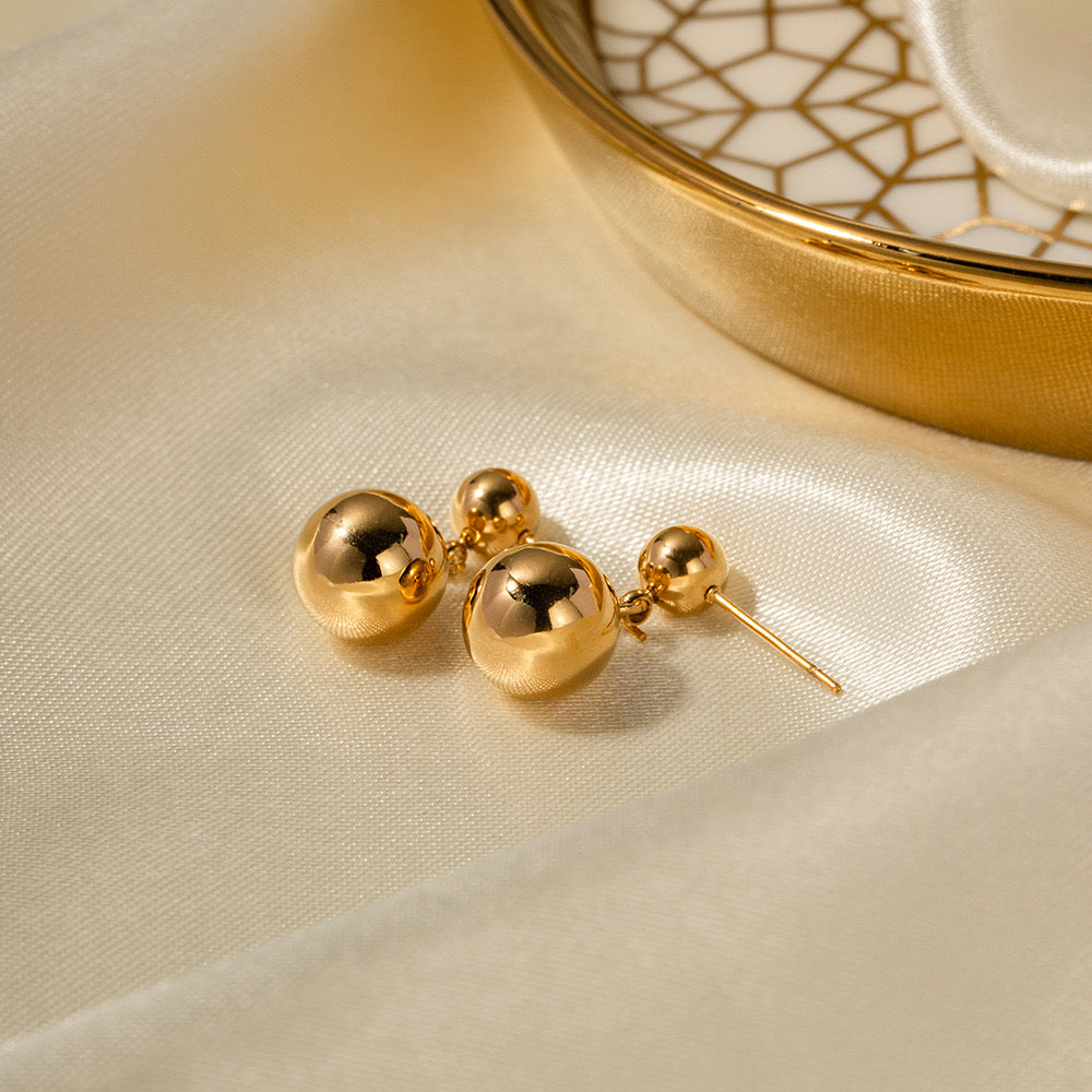 Niche Design High-End Luxury Gold Ball Earrings