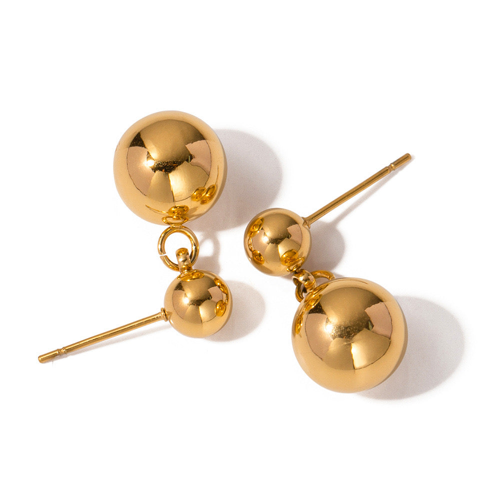 Niche Design High-End Luxury Gold Ball Earrings