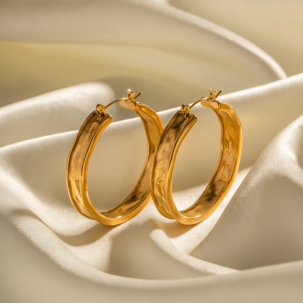 Niche Design High-End Luxury Wide Hoop Earrings