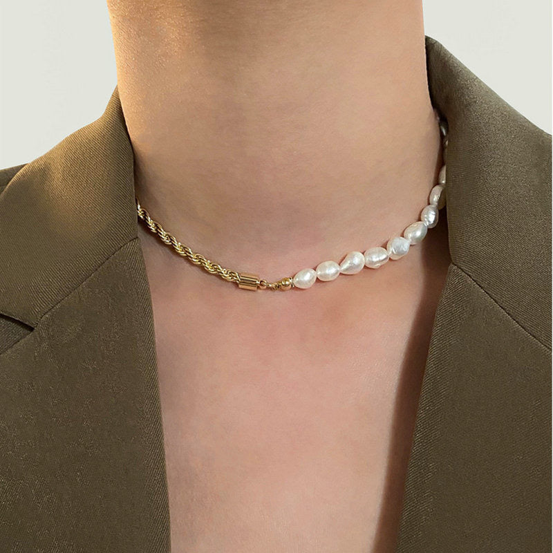 Niche Design High-End Light Luxury Pearl Braided Necklace