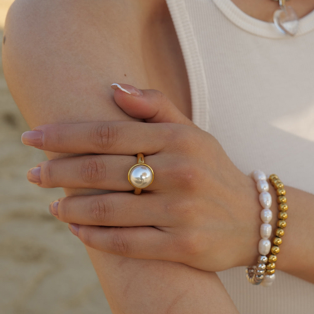 Niche Design High-End Luxury Large Pearl Ring