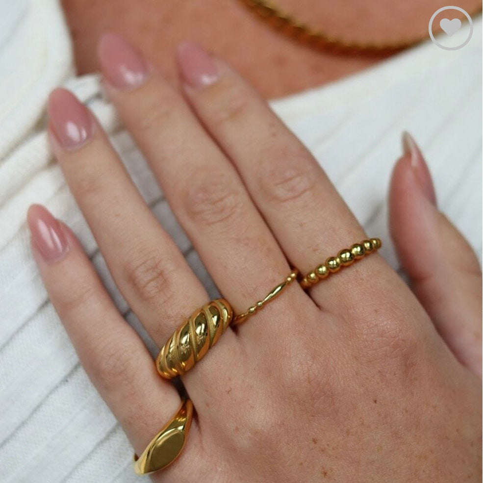 Niche Design High-End Light Luxury Gold Bead Ring