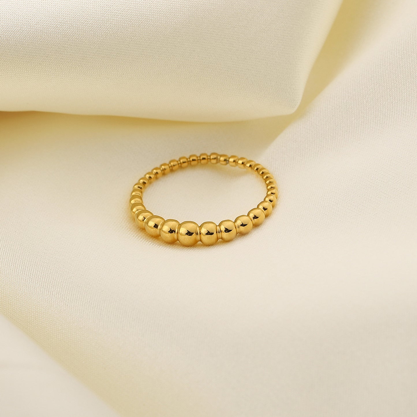 Niche Design High-End Light Luxury Gold Bead Ring