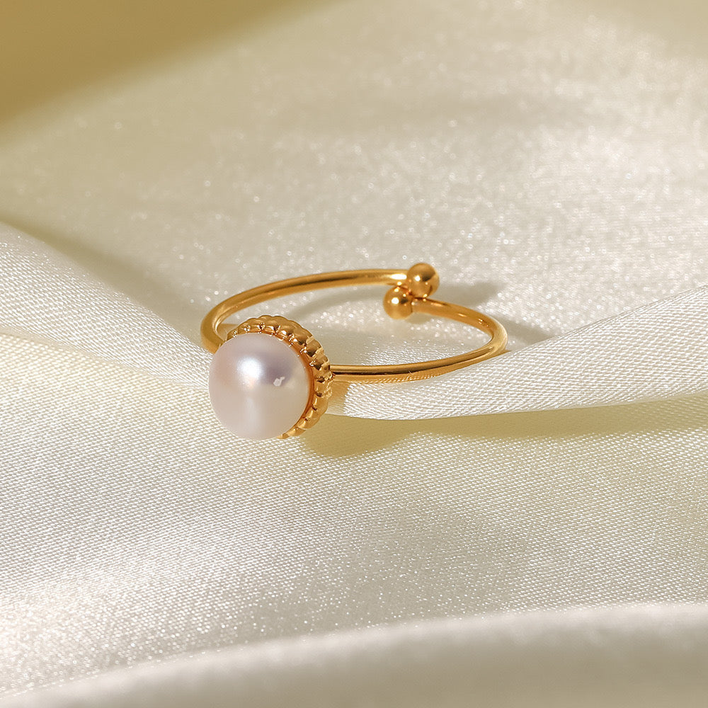 Hot-Selling Niche Design High-End Luxury Round Pearl Diamond Ring