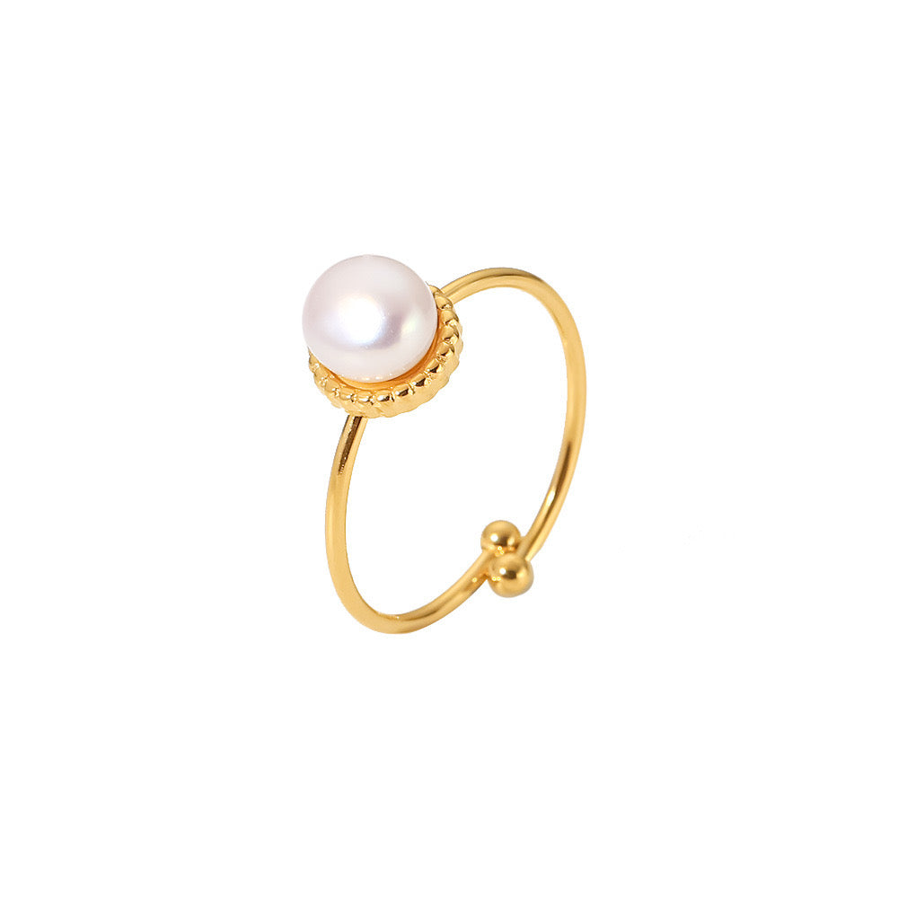 Hot-Selling Niche Design High-End Luxury Round Pearl Diamond Ring