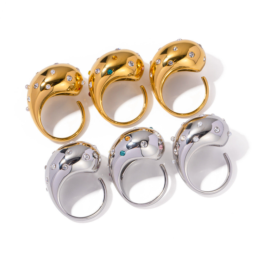 New Light Luxury Heavy Industry High Quality Diamond Wide Mouth Ring