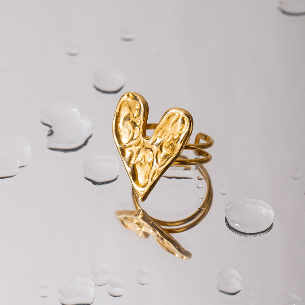 New Golden Glossy Temperament High-End Love Ring