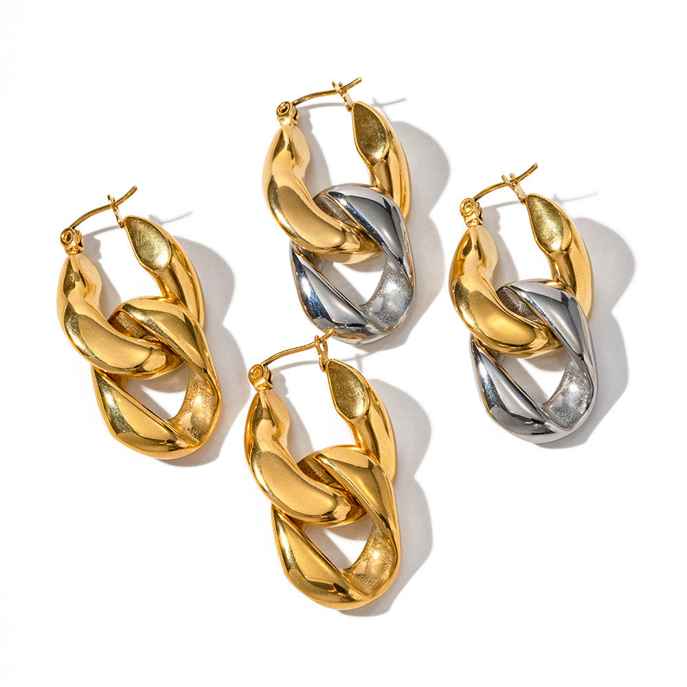 New Style Golden Glossy Twist Earrings For Women, Small And High-End