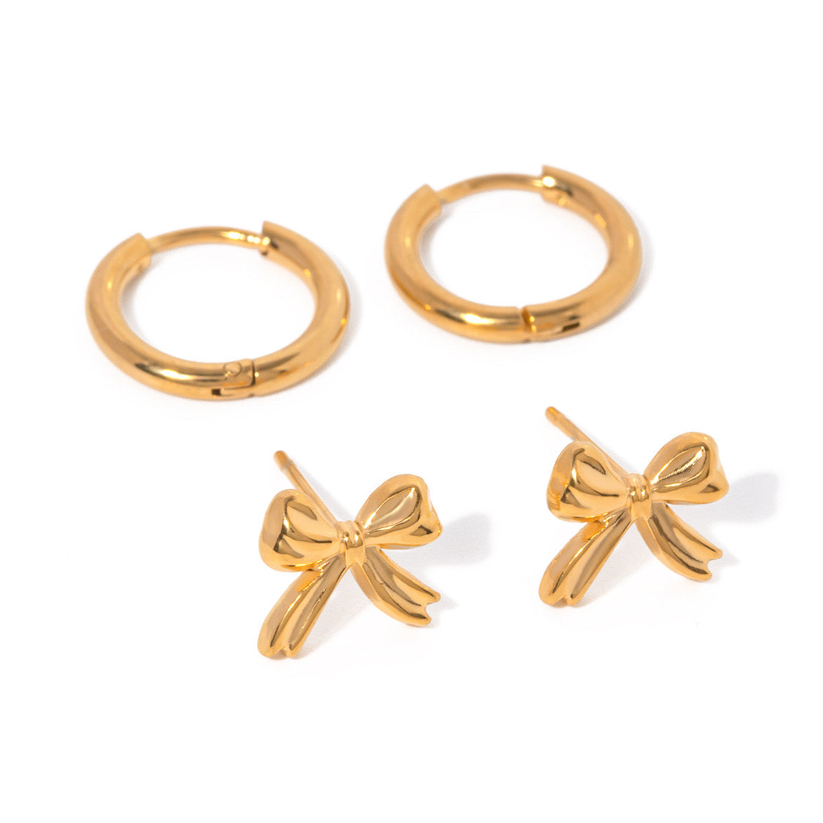 High-End Light Luxury Simple Fashion Bow Round Earrings