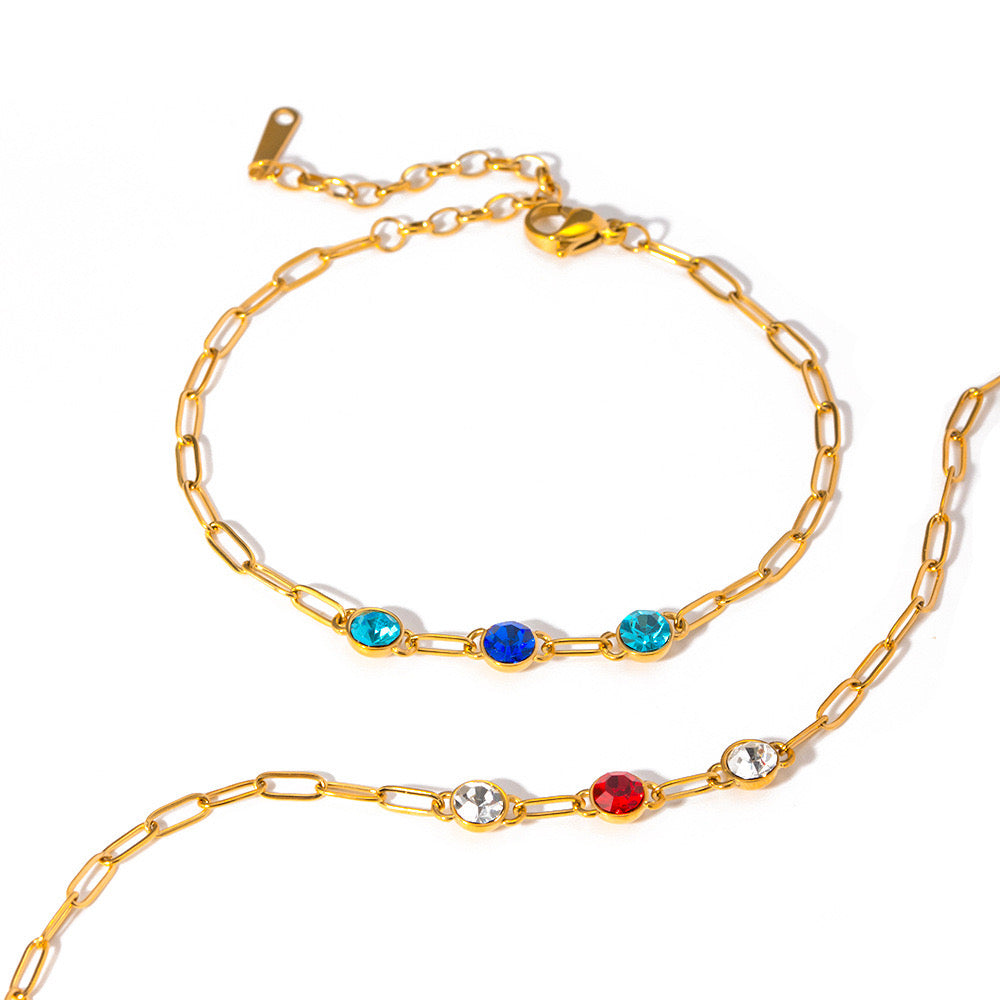 High-End Light Luxury Simple Fashion Multi-Color Gemstone Bracelet