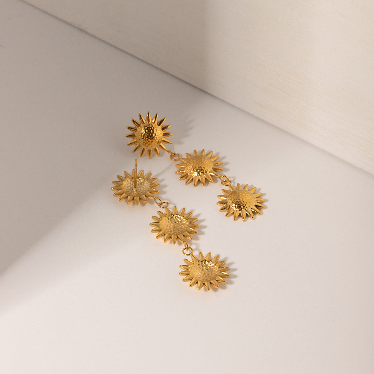 High-End Light Luxury Simple Fashion Golden Sunflower Earrings