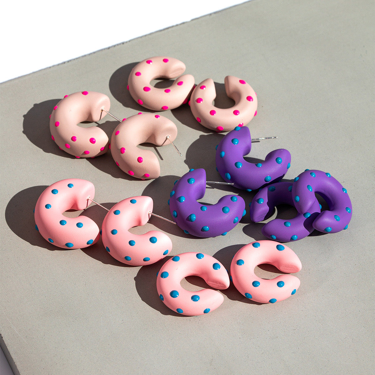 High-End Light Luxury Simple Fashion Purple Pink Donut Earrings