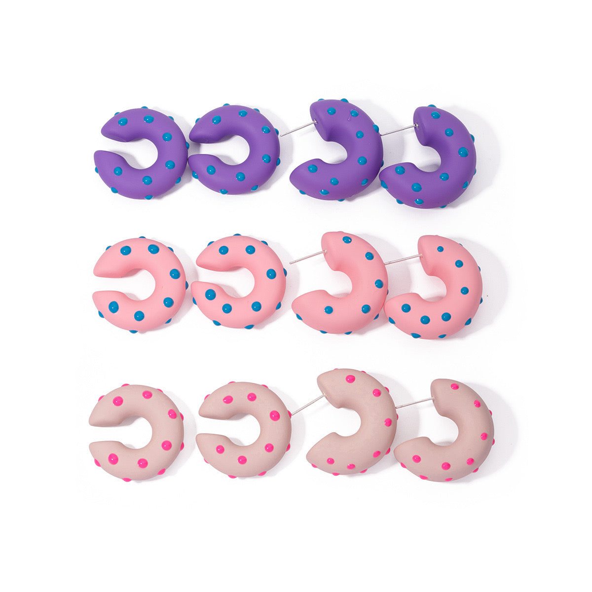 High-End Light Luxury Simple Fashion Purple Pink Donut Earrings