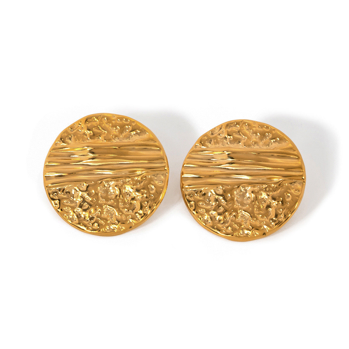 High-End Light Luxury Simple Fashion Gold Round Engraved Earrings