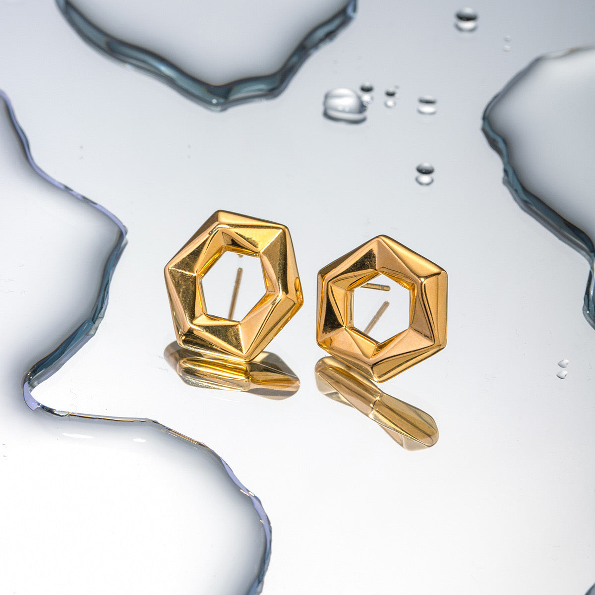 High-End Light Luxury Simple Fashion Hexagonal Earrings