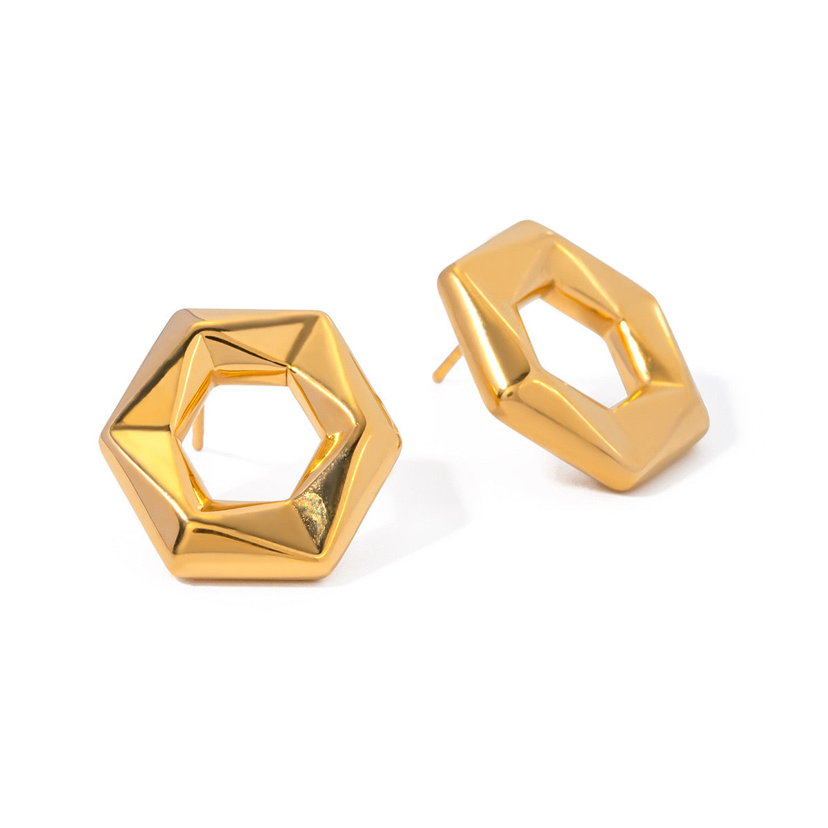 High-End Light Luxury Simple Fashion Hexagonal Earrings