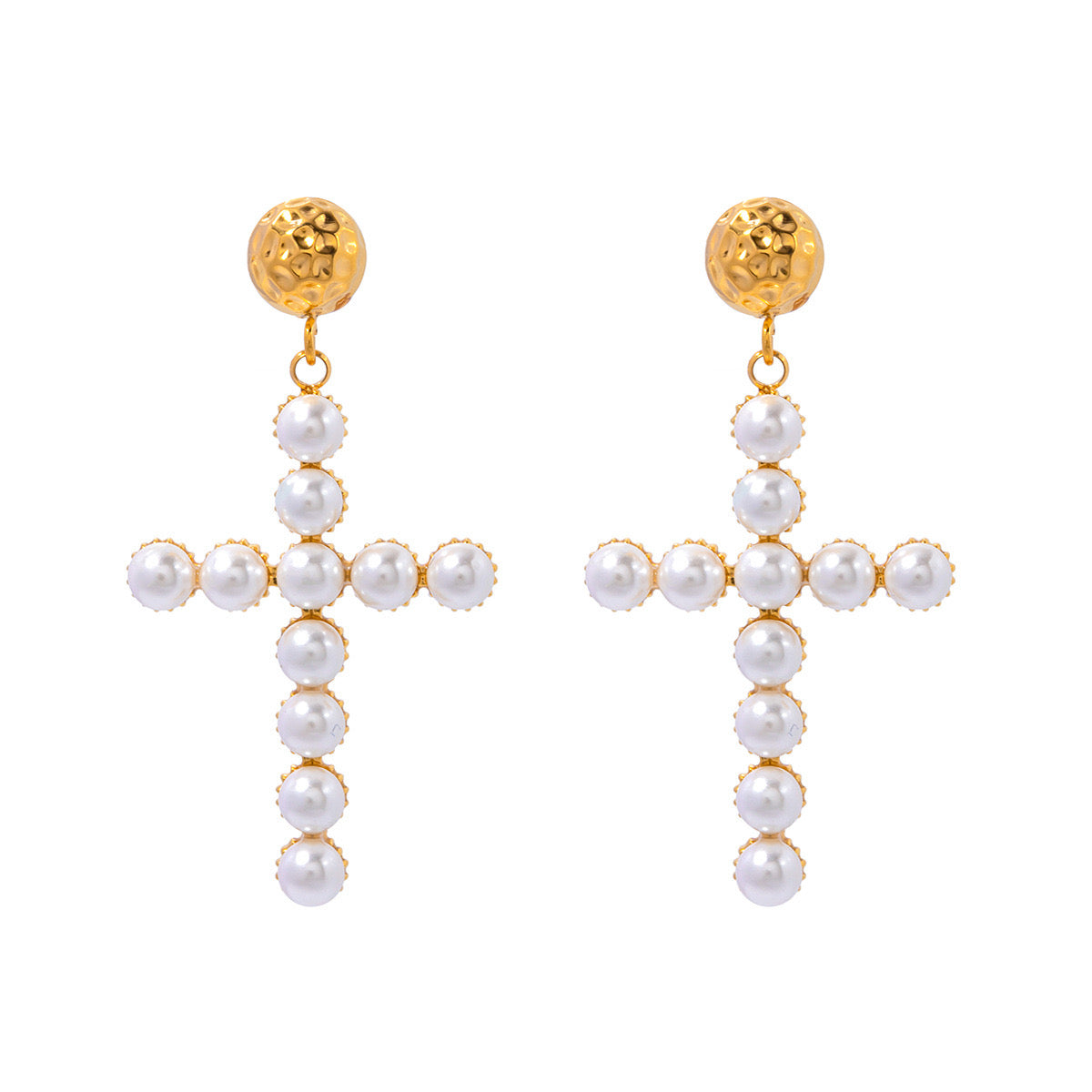 High-End Light Luxury Simple Fashion Shiny Pearl Cross Earrings