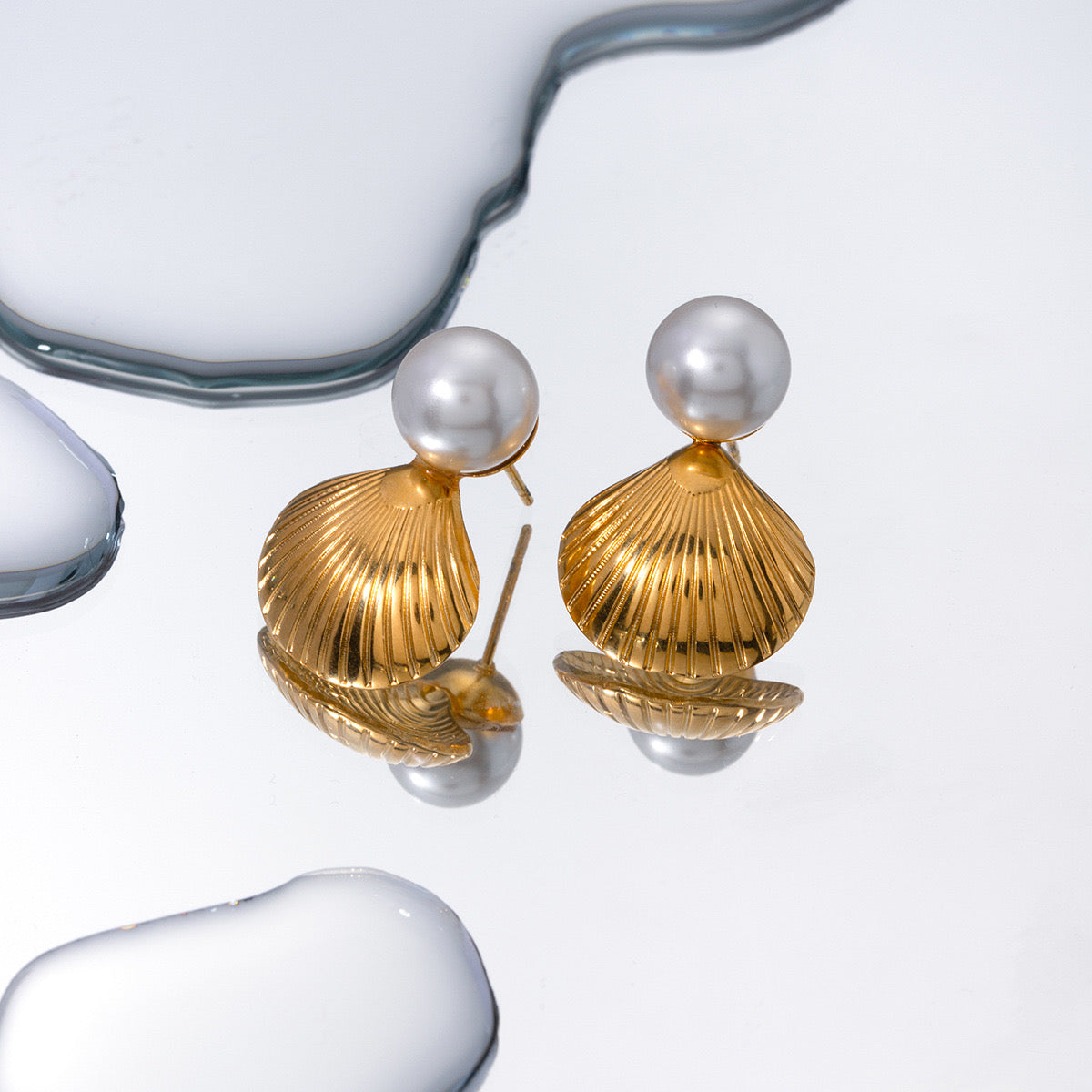 High-End Light Luxury Simple Fashion Shiny Shell Pearl Earrings