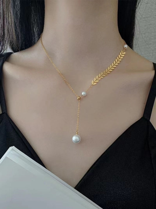 Premium Pearl Wheat Pendant Necklace