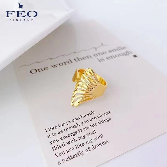 Premium Gold Feather Ring