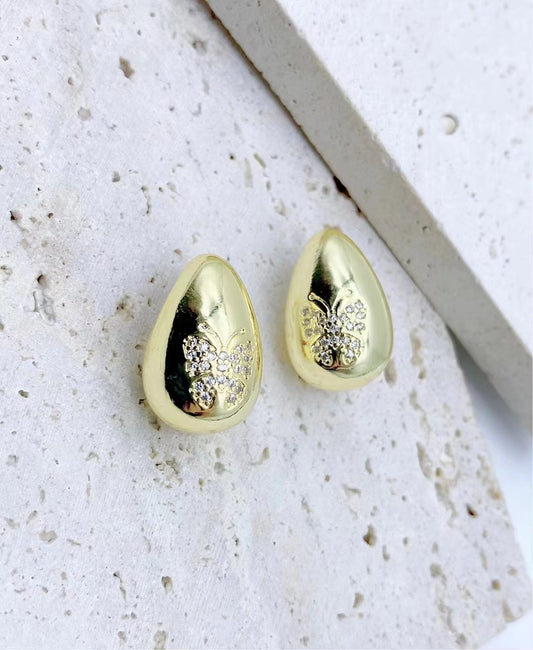 Premium Metal Drop-Shaped Engraved Earrings