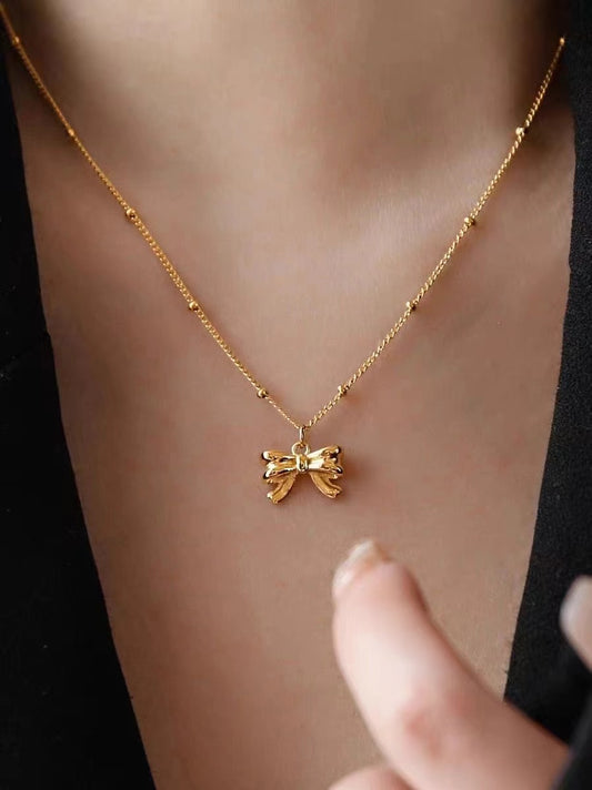 Premium Metal Bow Necklace